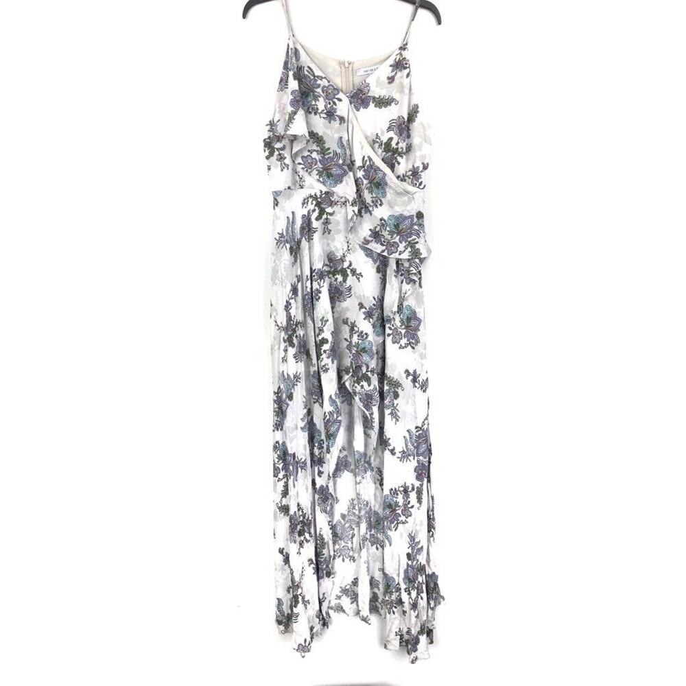 One One Six Midi Dress Size L White Purple Floral Faux Wrap Romantic Date
